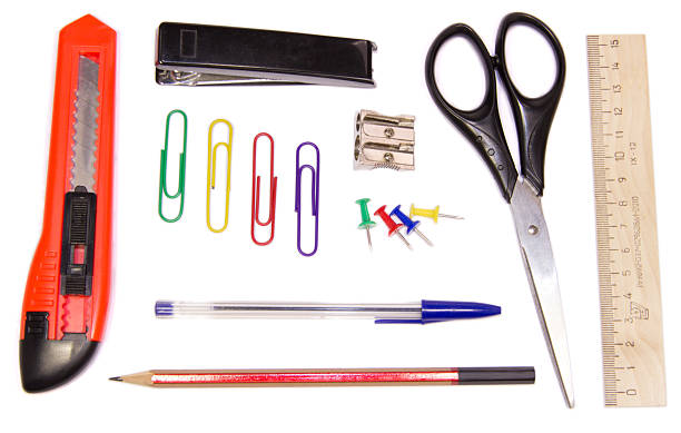 A set of stationery on a white background isolated