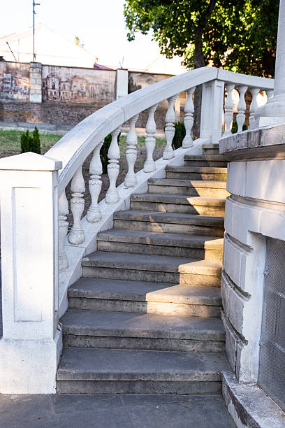 istock Stone Staircase with Classic White Balustrade in a Park, Moldova 2246728520