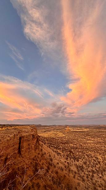istock Colorful landscape with mountain, savannah and pink cloud, Namibia 2246734845