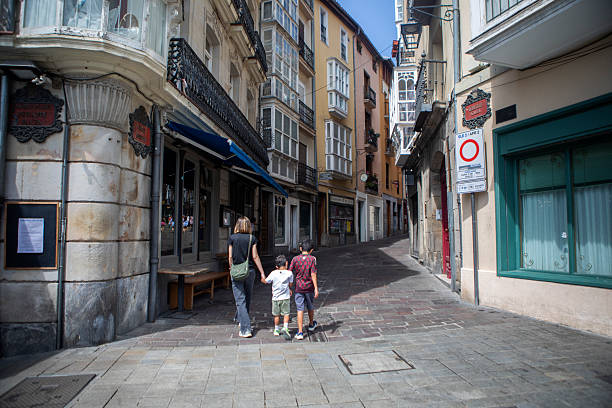 Family walking down the street