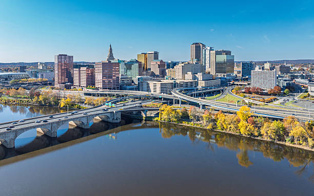 istock Hartford Connecticut Aerial with Skyline Bridge and River 2246741211