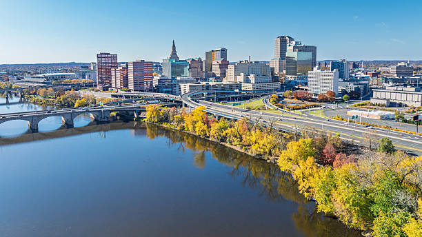 istock Hartford Connecticut Aerial with Skyline Bridge and River 2246741212