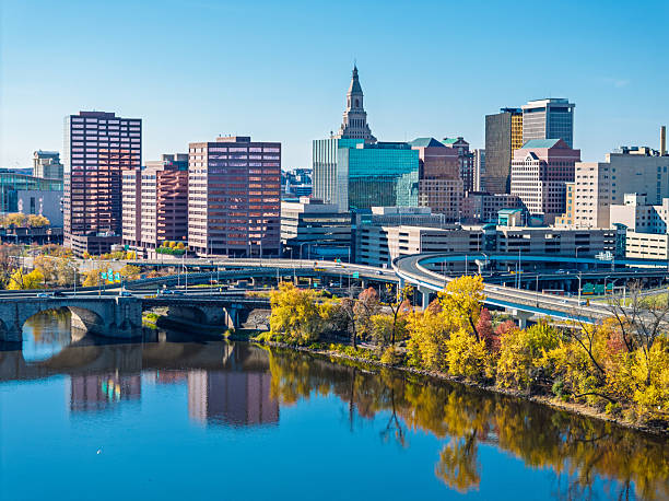 istock Hartford Connecticut Aerial with Skyline Bridge and River 2246741214