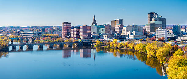 istock Hartford Connecticut Aerial with Skyline Bridge and River 2246741218