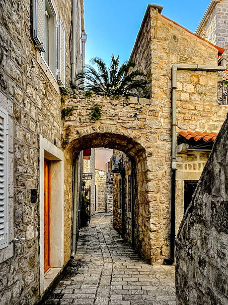 istock arcaded historic pathway, old stone passageway illuminated warmly with charming surroundings and 2246748218