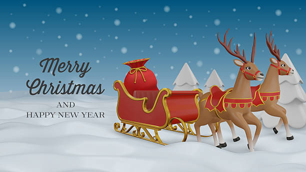 istock christmas background with red santa claus bag in a sleigh eith reindeers 2246748431