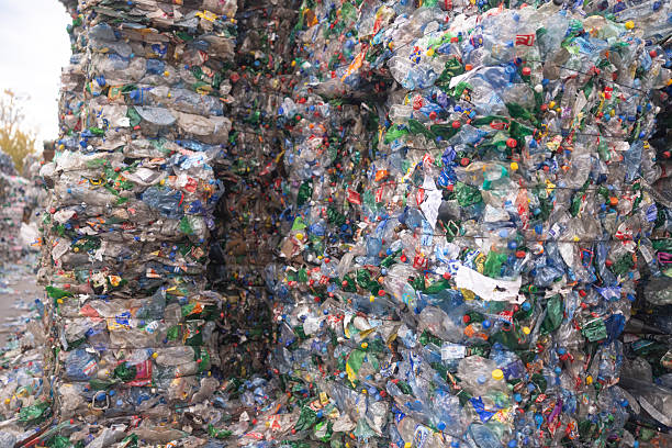 istock Environmental Recycling Scene with Stacked Plastic Bottle Bale 2246761144