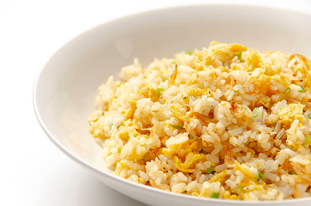 istock Egg and Dried Shrimp Fried Rice on White Background 2246762972