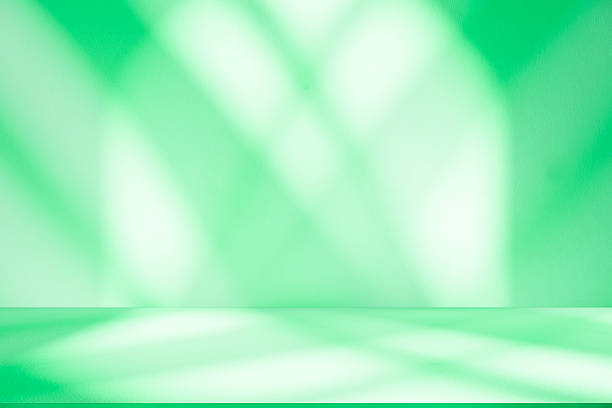 istock Studio style background wall decoration presentation uses white and green tones. with shadows cast from a nearby window, concept creating a decorative 2246774762