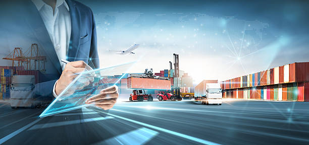 istock Businessman using smart digital technology to manage future global logistics, transportation, and supply chain network showing cargo business tracking and export import operations. 2246778241