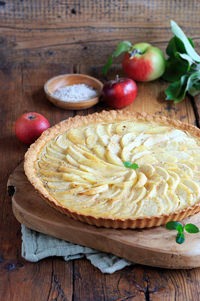 Delicious apple pie on a wooden table