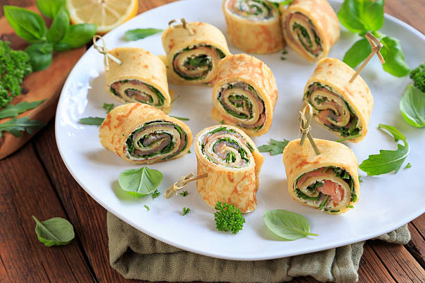 istock Homemade salmon rolls on a white plate 2246790627