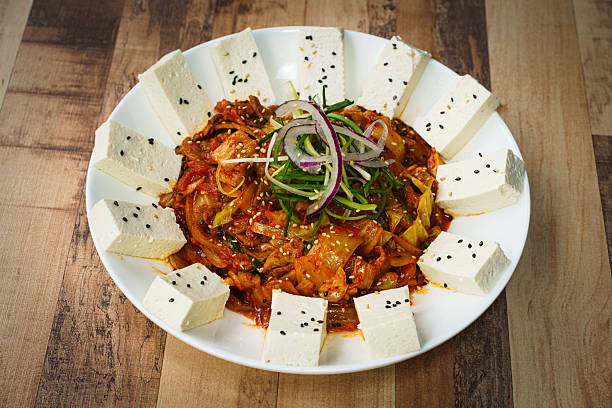 Korean spicy silken tofu stew which is called Sundubu Jjigae