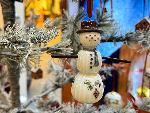 istock Festive snowman decoration shining on Christmas tree 2246796243