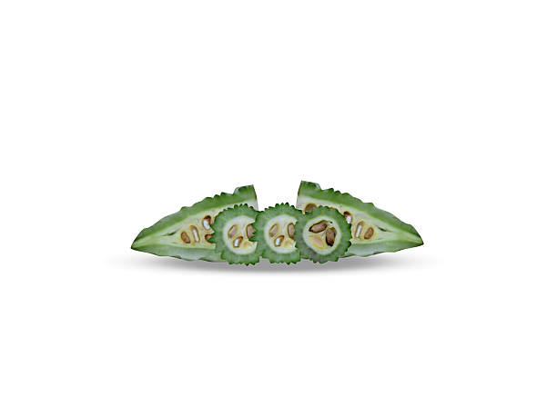 momordica charantia or bitter melon green fruit slice isolated on a white background
