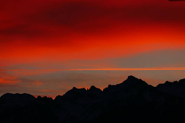 Mountains around Grenoble at sunset, Isere department