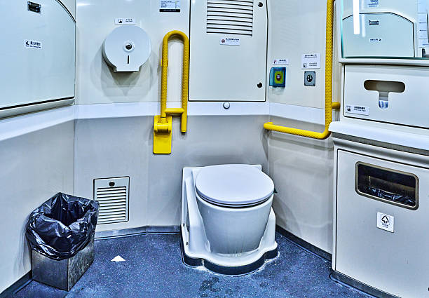 High-speed train toilet. Toilets on China trains.