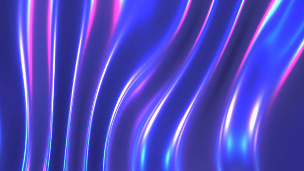 istock Purple and blue striped background, 3D lines design, abstract neon colored metallic wallpaper. 2246814637