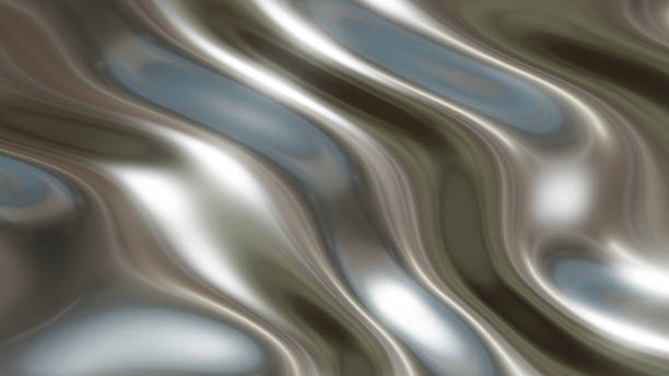 istock Silver chrome metal background, shiny and lustrous metal pattern texture, silky liquid chrome waves. 2246814651