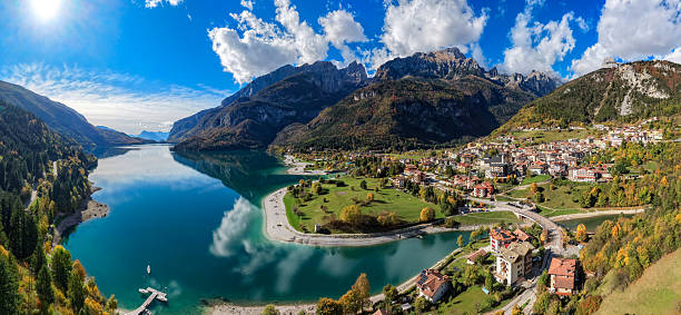 istock Molveno from drone, South Tyrol city in Dolomites 2246816615