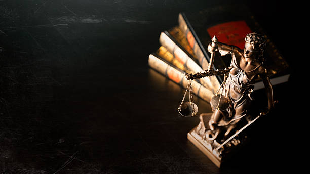 istock Lady justice. Statue of Justice in library 2246820450