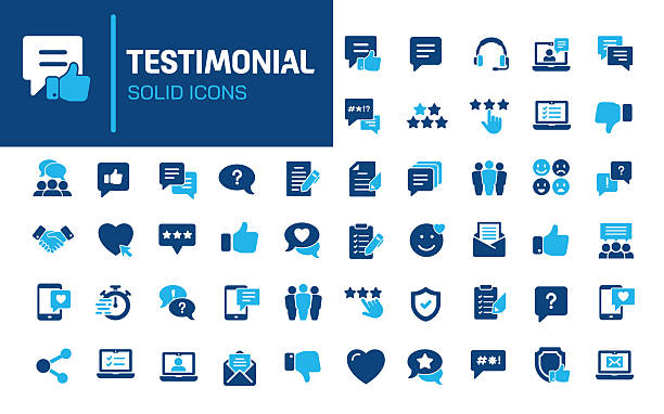 stockillustraties, clipart, cartoons en iconen met testimonial glyph solid icons. containing feedback, review, satisfaction solid icons collection. vector illustration. perfect pixel on clean white background - klantenservice