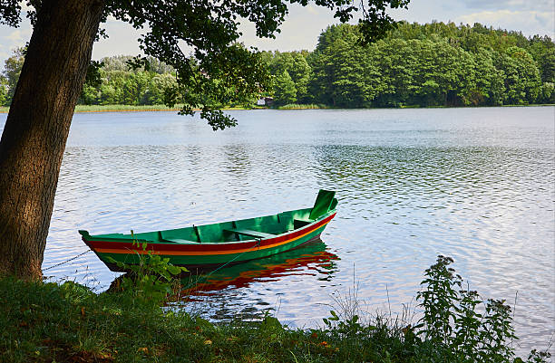 istock wooden boat by the lake. 2246822051