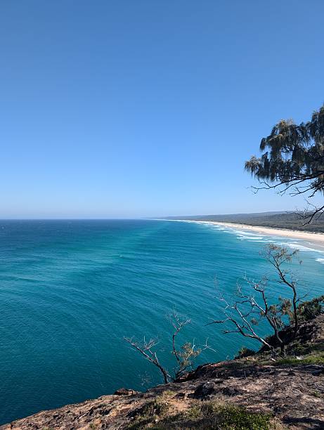 istock Long sandy beach and turquoise ocean from coastal headland 2246824982