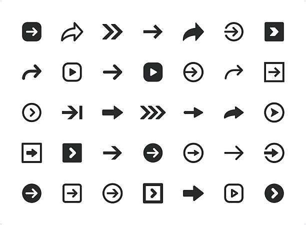 Right direction arrow line- and solid-style icon set #22Specification: 12 icons, 48×48 pх, EDITABLE stroke weight! Current stroke: 3 px. Contain line- and solid-style icons.Features: Pixel Perfect, Unicolor, Editable weight thin line.Rows of  icons contains:Arrow Symbol, The Way Forward, Right - Direction, Cursor.Check out the complete Combico collection — https://www.istockphoto.com/collaboration/boards/IEJwcOQjbkiD4IwTqZehSA