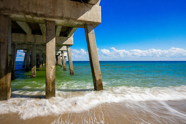 Long exposure composition photo under a fishing pier