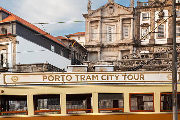 Porto tram in the historic center, Portugal, Porto, October 17, 2025