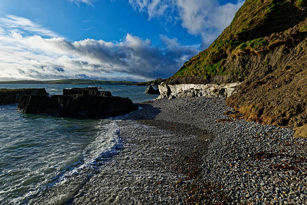 istock Waves crash on a rocky beach in Ireland, with a cliff in the background. 2246842480