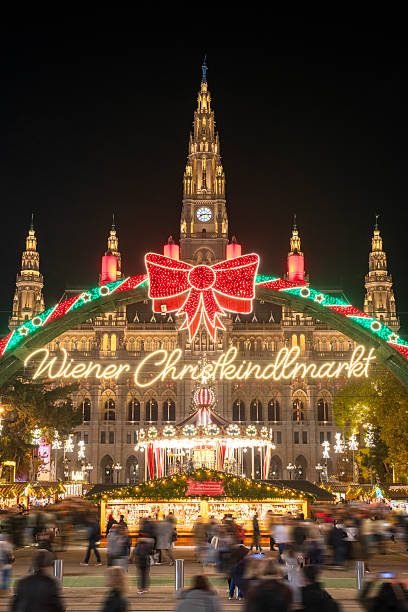 Advent time on Rathausplatz with illuminated Vienna City Hall