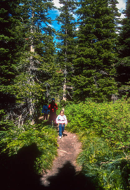 Glacier NP - Swiftcurrent Lake - Girl on Trail - 1989