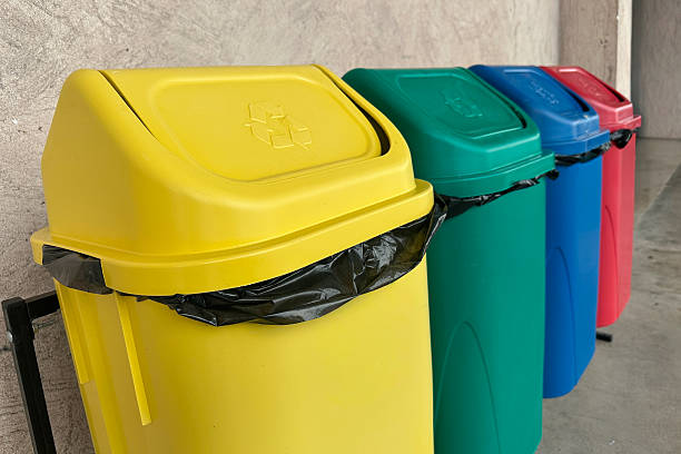 istock colorful recycling bins used for waste separation in a public area. 2246850321