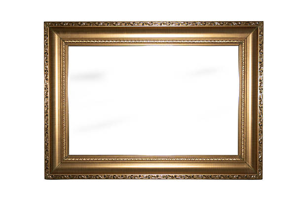 istock Gilded ornate vintage frame with elegant baroque carving and classical decorative details, isolated on white background. Antique wooden picture frame featuring rich golden finish, intricate patterns, and refined Victorian styling. 2246850893