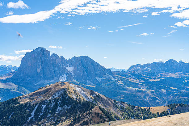 Seceda mountains dramatic cliffs in the Dolomites, South Tyrol, Italy.