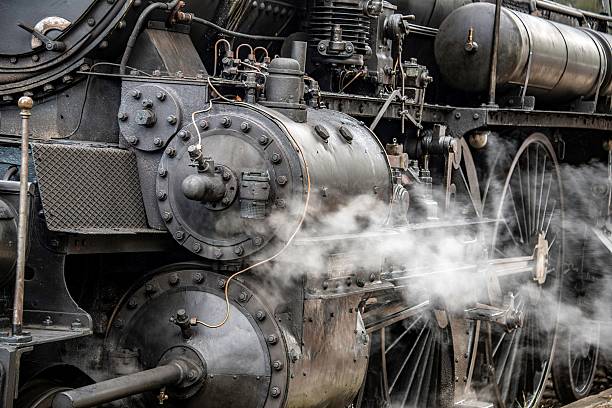 nostalgic steam locomotive partial close up