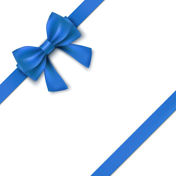 istock Blue Bow Realistic shiny satin with shadow isolated on white background for decorate wedding invitation card , greeting card or gift boxes. vector illustration 2246860965