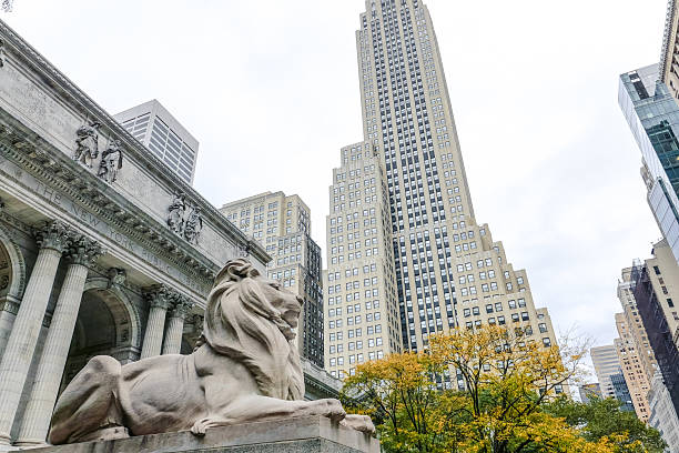 Public library in New York City On 42nd street by Brant park. Photographed on June 1, 2025