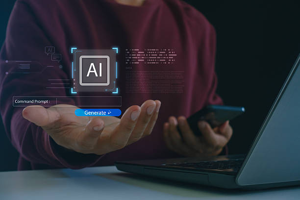 istock Artificial intelligence concept showing a person using laptop and smartphone with virtual AI interface and generate button, symbolizing modern technology, machine learning and digital innovation. 2246882878