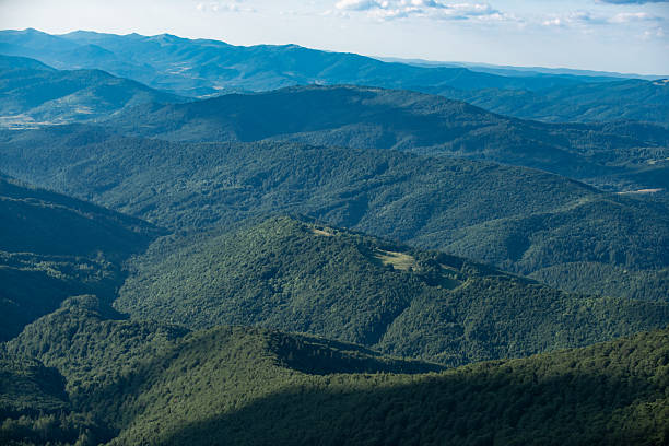 istock Panoramic view of Transcarpathia mountain or hills. Scenic dramatic panorama landscape. 2246888726