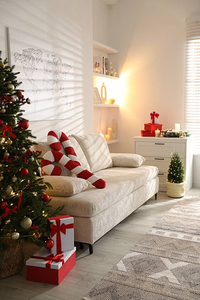istock Beautiful Christmas decor in room. Festive interior design 2246896995