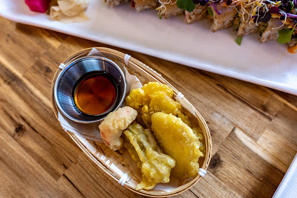 Basket of Vegan Fried Vegetables with Dipping Sauce