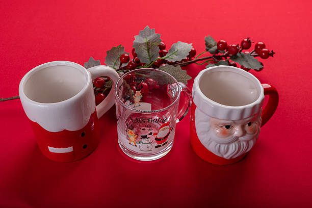 istock Festive Christmas decor on vibrant red background 2246898933