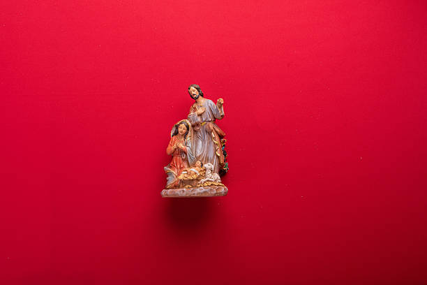 istock Festive Christmas decor on vibrant red background 2246901176