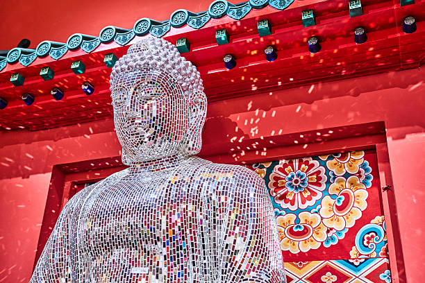 Transparent glass buddha statue