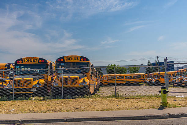 Authentic American Yellow School Buses in New York