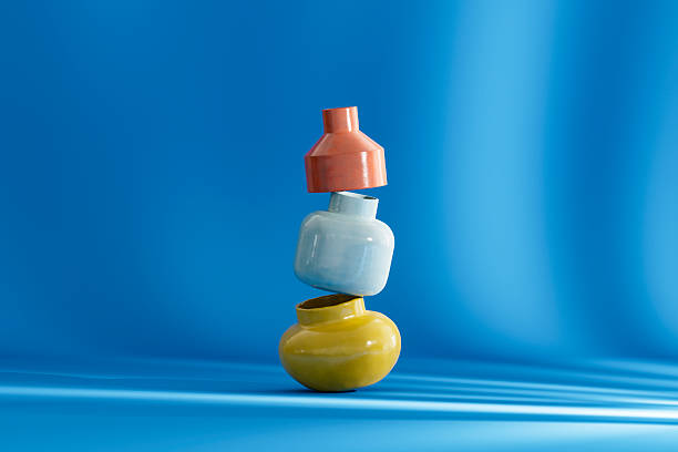 Balance and Stability Concept with Vases. Digitally generated image. 3d render.