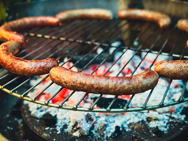 IPhone Series - grilled deer sausage close up.